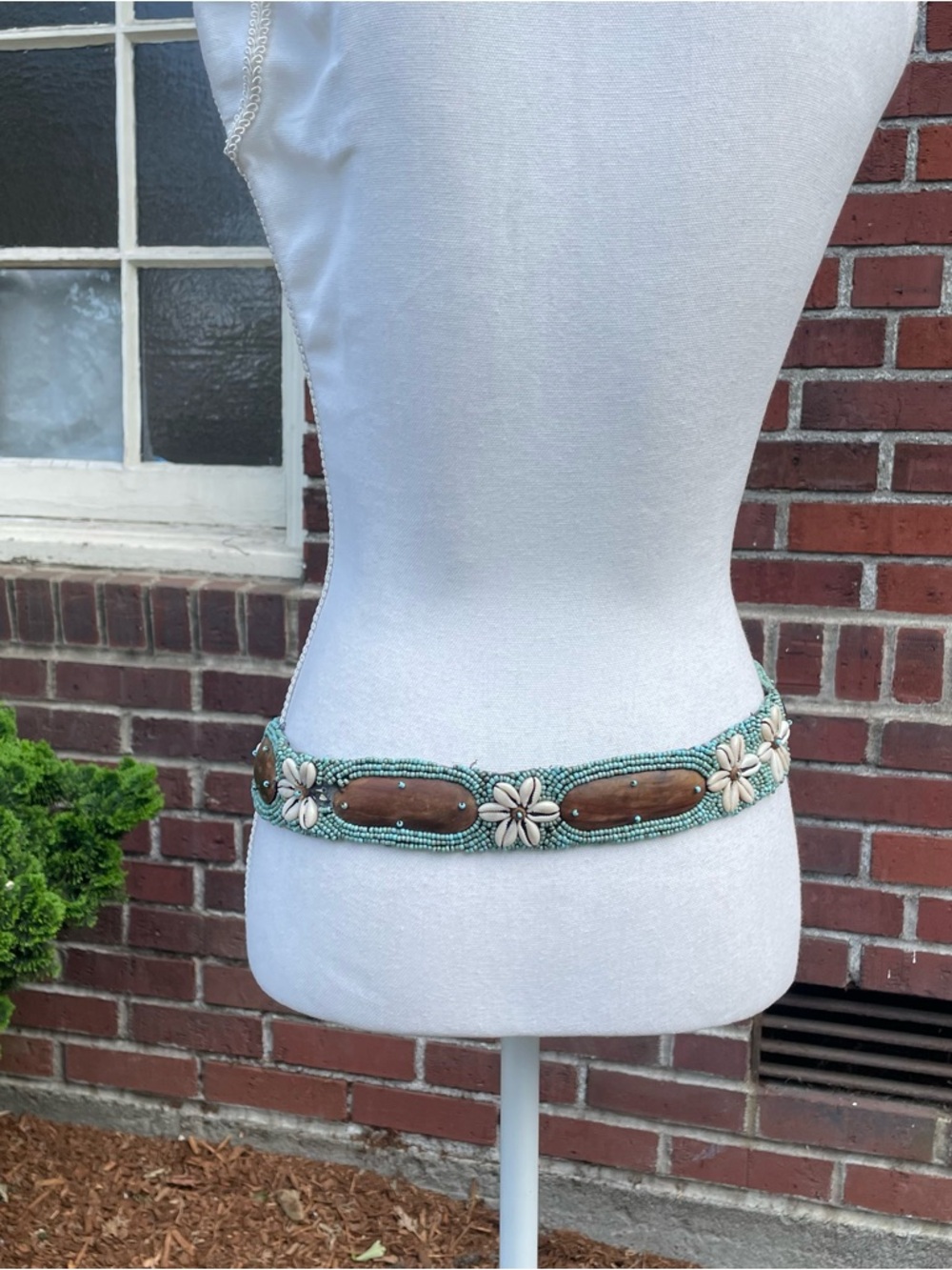 Vintage Handmade Beaded Seashell Floral Beach Boho Belt - Picture 4 of 6